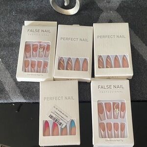 5 packages False Nail Professional Set with Nude and Multicolor Tips